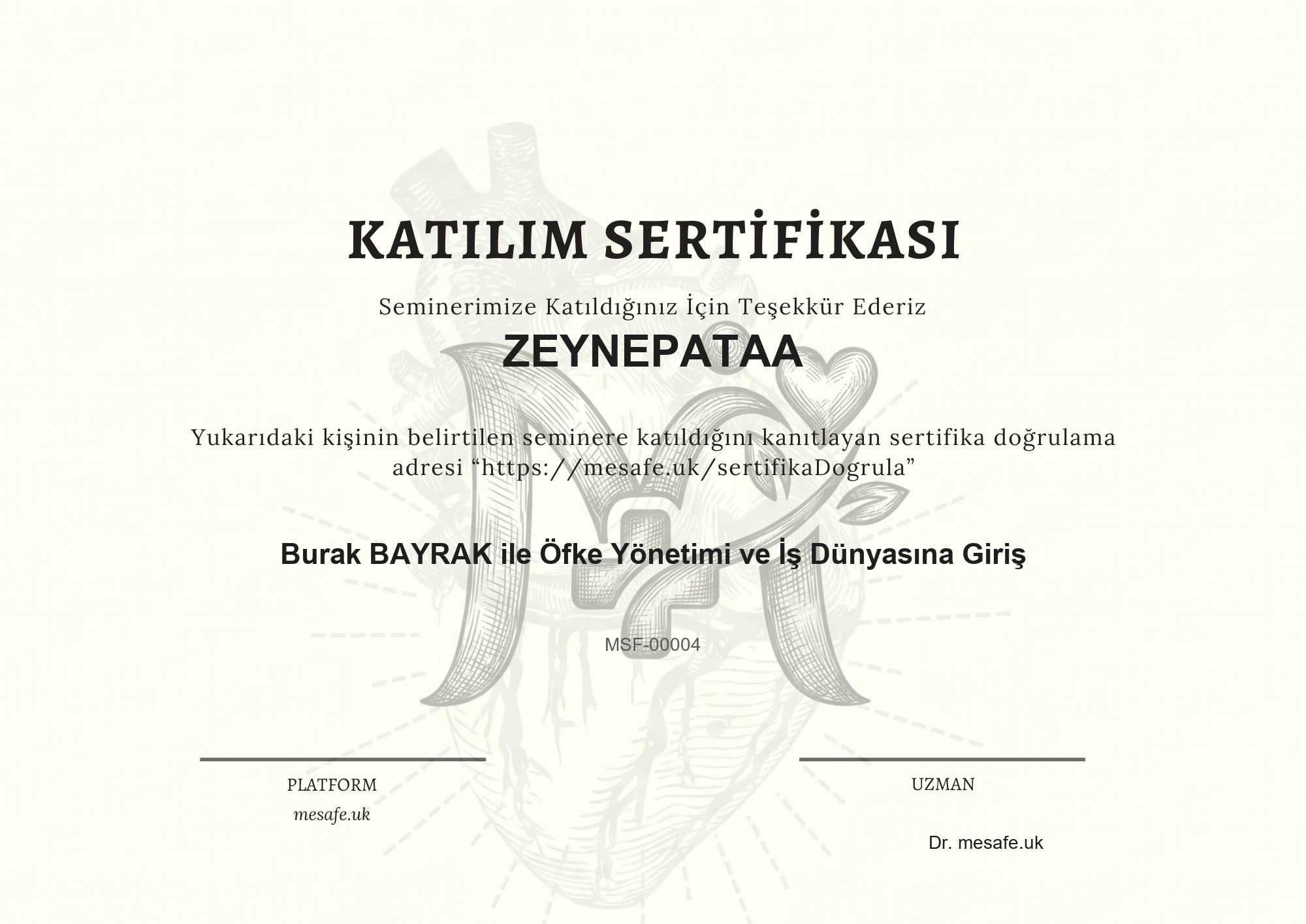 Katılım Sertifikası