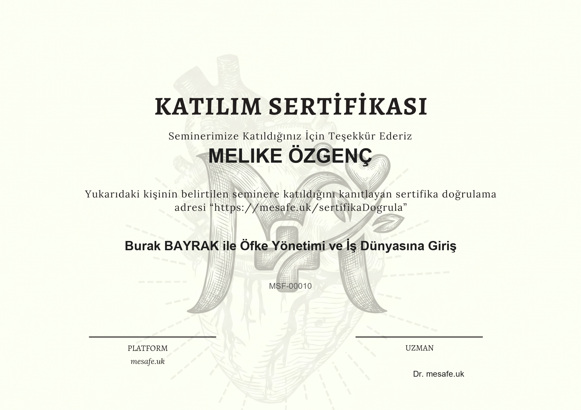 Katılım Sertifikası