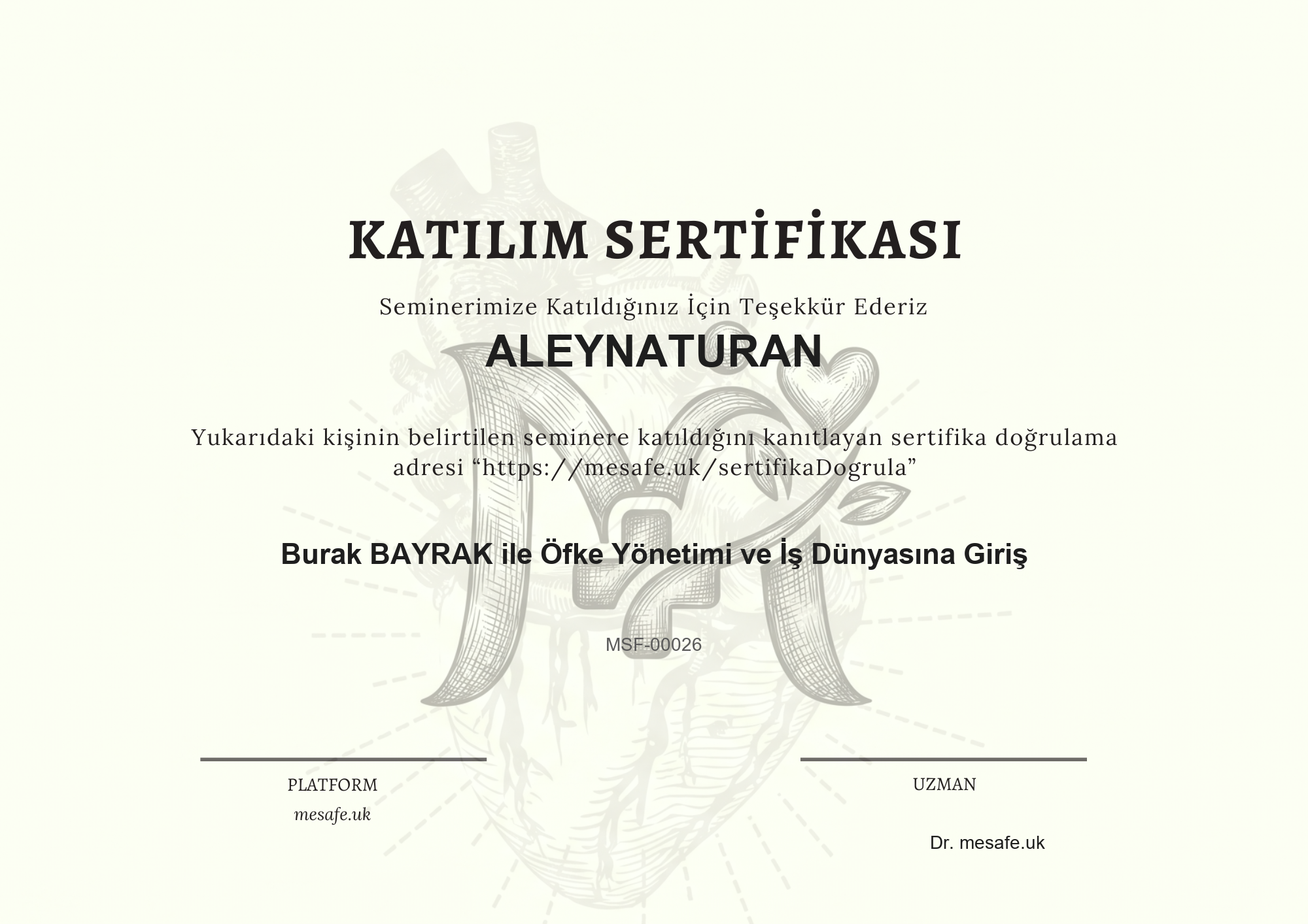 Katılım Sertifikası