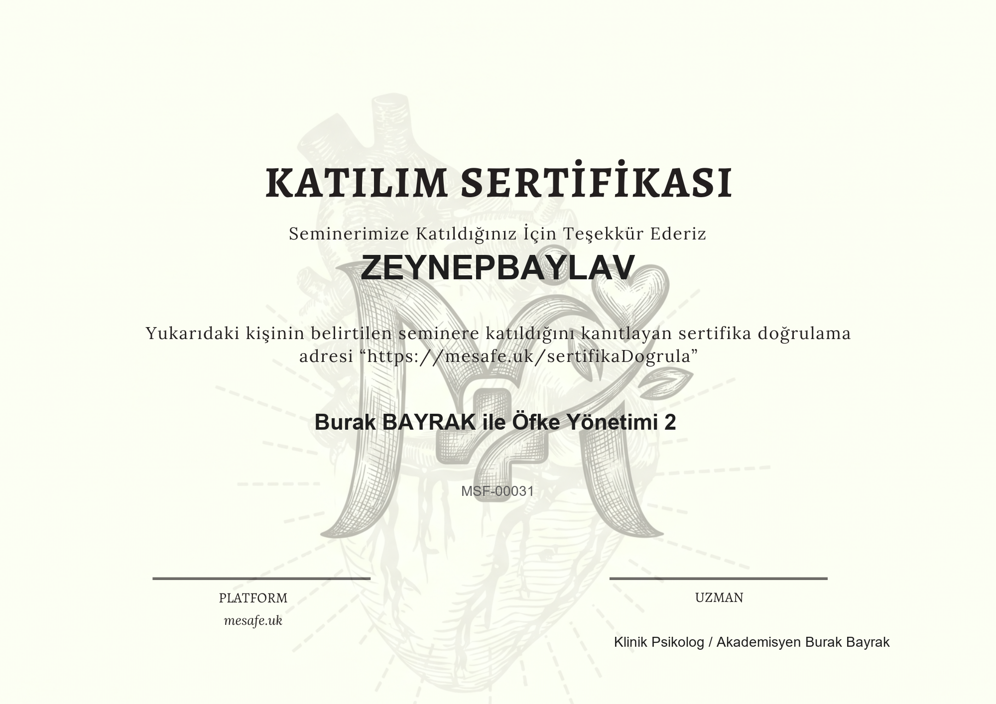 Katılım Sertifikası